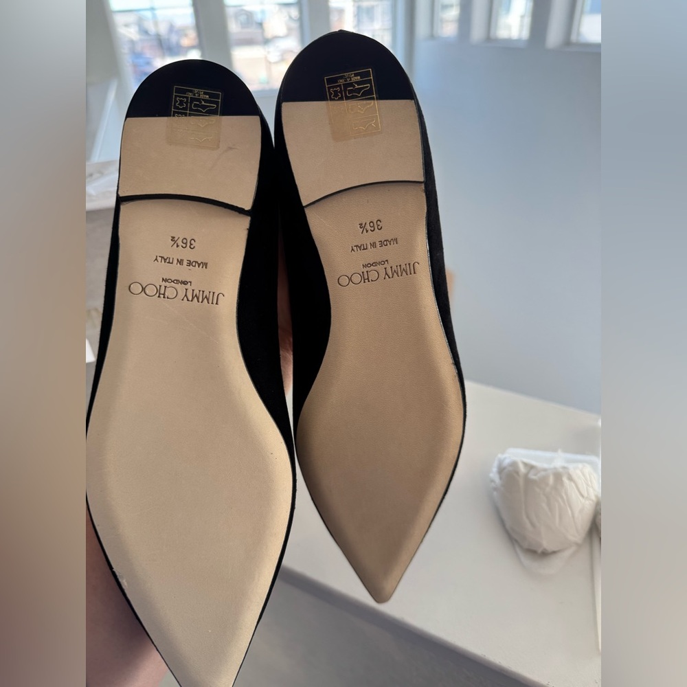 NWT JIMMY CHOO - Love Flat JC logo, black suede/patent logo, size 36.5 (US6.5) - Picture 4 of 5